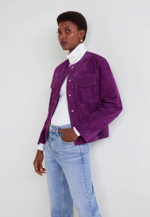 Куртка кожаная Mango. Цвет: фиолетовый