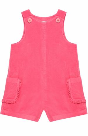 Хлопковый мини-комбинезон с накладными карманами и оборками Il Gufo. Цвет: розовый