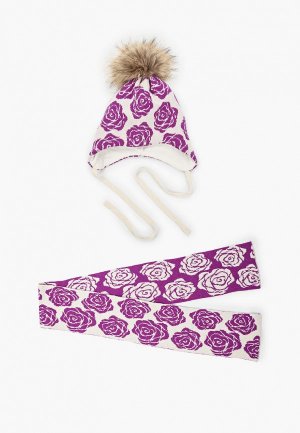 Шапка и шарф Aviva. Цвет: фиолетовый