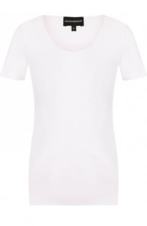 Однотонная футболка с круглым вырезом Emporio Armani. Цвет: белый