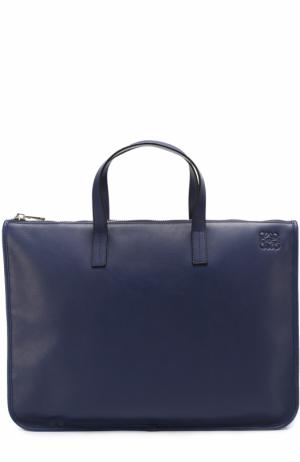 Кожаный портфель на молнии Loewe. Цвет: синий