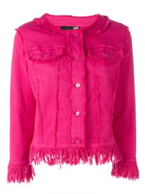 Джинсовый пиджак с необработанными краями Love Moschino. Цвет: розовый и фиолетовый