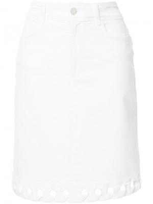 Джинсовая юбка с отделкой Victoria Beckham. Цвет: белый