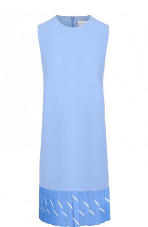 Мини-платье А-силуэта с плиссированной оборкой Victoria, Victoria Beckham. Цвет: голубой