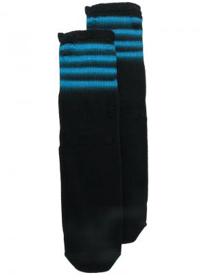 Трикотажные носки в полоску Maison Margiela. Цвет: чёрный