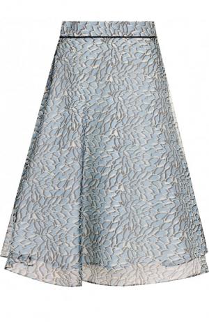 Шелковая юбка-миди с принтом Windsor. Цвет: голубой