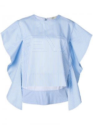 Блузка в полоску с логотипом Fendi. Цвет: синий