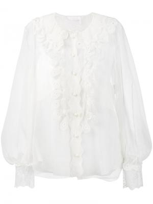 Прозрачная блузка с рюшами Chloé. Цвет: белый