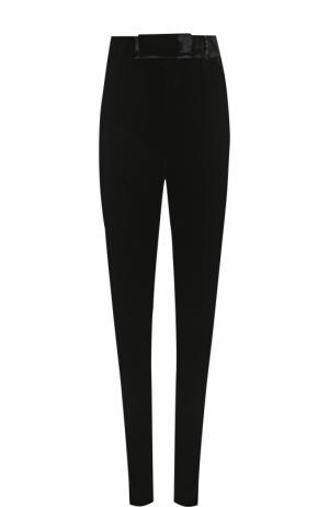 Бархатные брюки прямого кроя с завышенной талией Saint Laurent. Цвет: черный