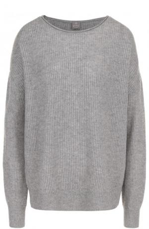 Кашемировый пуловер фактурной вязки с круглым вырезом FTC. Цвет: серый