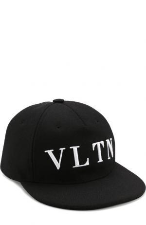 Шерстяная кепка VLTN Valentino. Цвет: черный