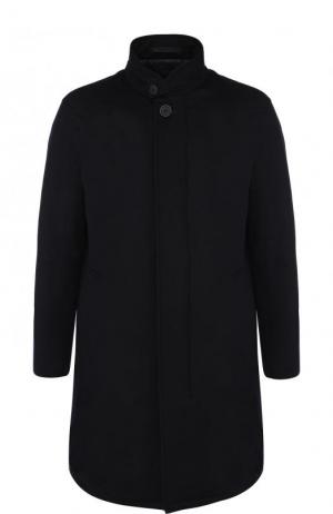 Кашемировое пальто на молнии с воротником-стойкой Giorgio Armani. Цвет: синий