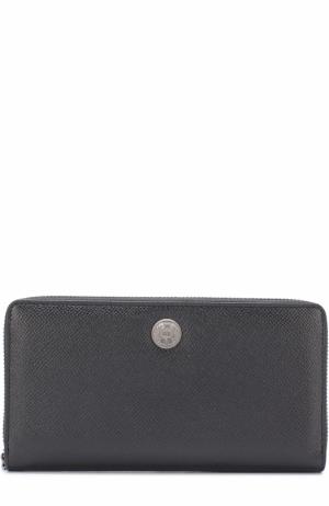 Кожаное портмоне на молнии с отделениями для кредитных карт и монет Dolce & Gabbana. Цвет: черный