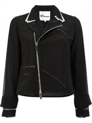 Куртка с перламутровыми бусинами на воротнике Comme Des Garçons Noir Kei Ninomiya. Цвет: чёрный