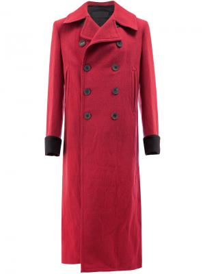 Удлиненное двубортное пальто Haider Ackermann. Цвет: красный