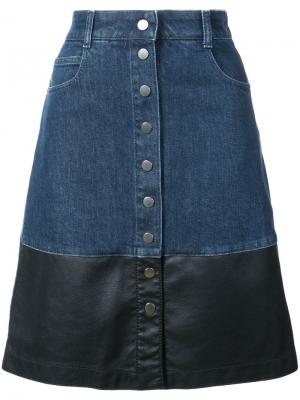 Джинсовая юбка с кожаной окантовкой Stella McCartney. Цвет: синий