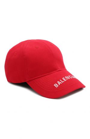 Хлопковая бейсболка с логотипом бренда Balenciaga. Цвет: красный
