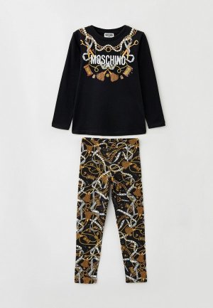 Лонгслив и брюки Moschino Kid. Цвет: черный