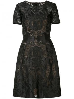 Платье с вышивкой Marchesa Notte. Цвет: чёрный