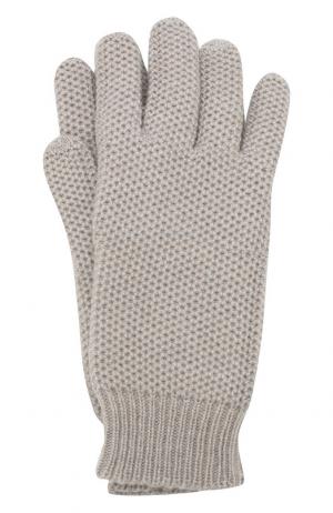 Кашемировые перчатки фактурной вязки TSUM Collection. Цвет: светло-бежевый