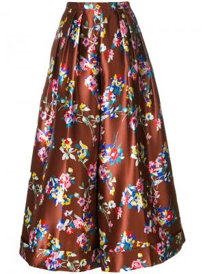 Расклешенные брюки с цветочным рисунком Delpozo. Цвет: коричневый