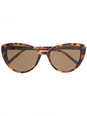 Солнцезащитные очки с эффектом черепашьего панциря Linda Farrow. Цвет: коричневый