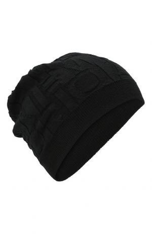 Шерстяная шапка фактурной вязки Emporio Armani. Цвет: черный