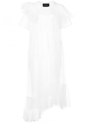 Платье-миди с отделкой тюлем в складку Simone Rocha. Цвет: белый