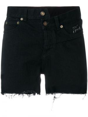 Асимметричные джинсовые шорты Saint Laurent. Цвет: чёрный