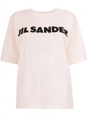 Прозрачная футболка с принтом логотипа Jil Sander. Цвет: розовый и фиолетовый