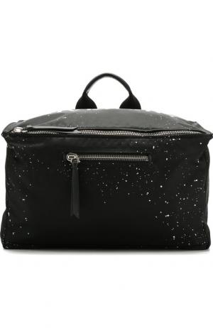 Текстильная сумка Pandora с плечевым ремнем Givenchy. Цвет: черно-белый