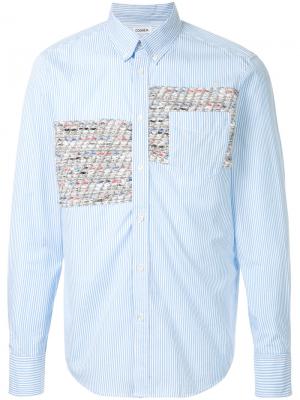 Рубашка с твидовыми панелями COOHEM. Цвет: синий