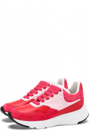 Комбинированные кроссовки на массивной подошве Alexander McQueen. Цвет: розовый