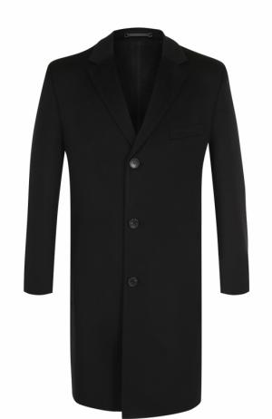 Однобортное шерстяное пальто с отложным воротником BOSS. Цвет: темно-серый