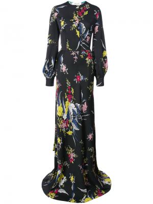 Длинное вечернее платье с цветочным рисунком Dvf Diane Von Furstenberg. Цвет: чёрный