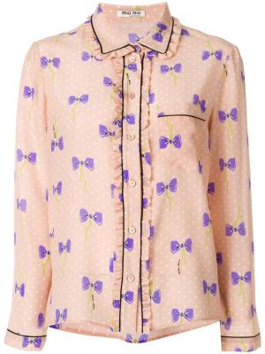 Рубашка с принтом Miu. Цвет: розовый и фиолетовый