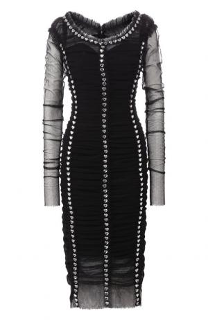 Платье-миди с декоративной отделкой Dolce & Gabbana. Цвет: черный