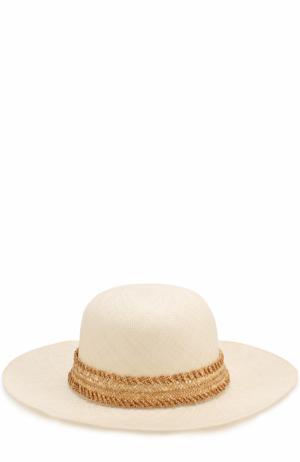 Соломенная шляпа с плетеной повязкой Inverni. Цвет: кремовый