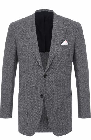 Кашемировый однобортный пиджак Kiton. Цвет: серый