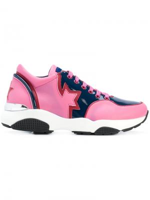 Кроссовки на шнуровке дизайна колор-блок Frankie Morello. Цвет: розовый и фиолетовый