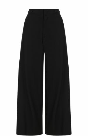 Шерстяные расклешенные брюки с карманами Yohji Yamamoto. Цвет: черный