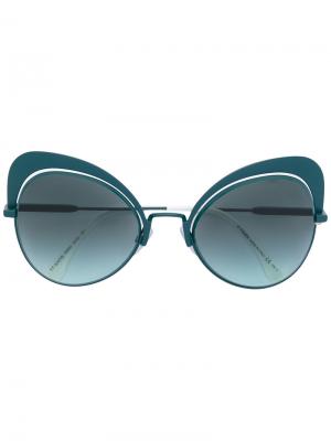 Солнцезащитные очки в оправе кошачий глаз Fendi Eyewear. Цвет: зелёный