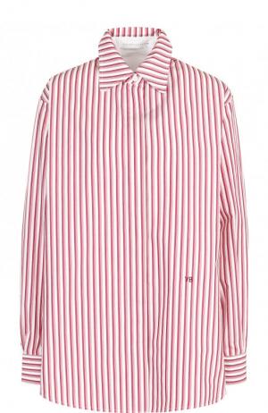 Хлопковая блуза в полоску Victoria Beckham. Цвет: красный
