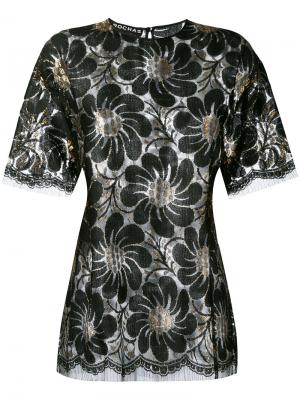 Блузка с цветочным принтом металлик Rochas. Цвет: чёрный