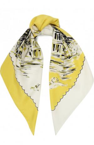 Шелковый платок с принтом Burberry. Цвет: желтый
