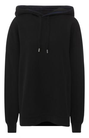 Хлопковый пуловер с капюшоном Acne Studios. Цвет: черный