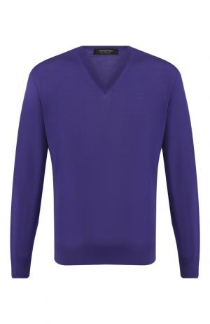 Шерстяной пуловер тонкой вязки Ermenegildo Zegna. Цвет: фиолетовый