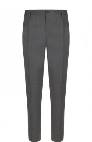 Шерстяные брюки прямого кроя Dolce & Gabbana. Цвет: серый