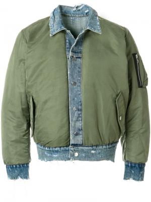 Джинсовая куртка бомбер Amiri. Цвет: зелёный