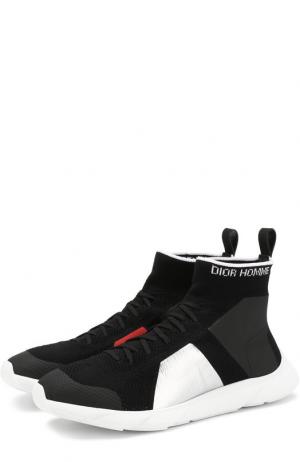 Высокие кроссовки B21 на шнуровке Dior. Цвет: черно-белый